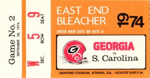 1974 Georgia vs. South Carolina Football Ticket Art | Vintage CFB History